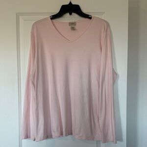 L.L. Bean Women’s Soft Pink V-Neck Long Sleeve Tee